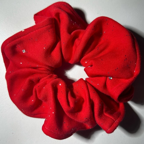 Red Sparkly Hand-Sewn Scrunchie - Picture 1 of 2